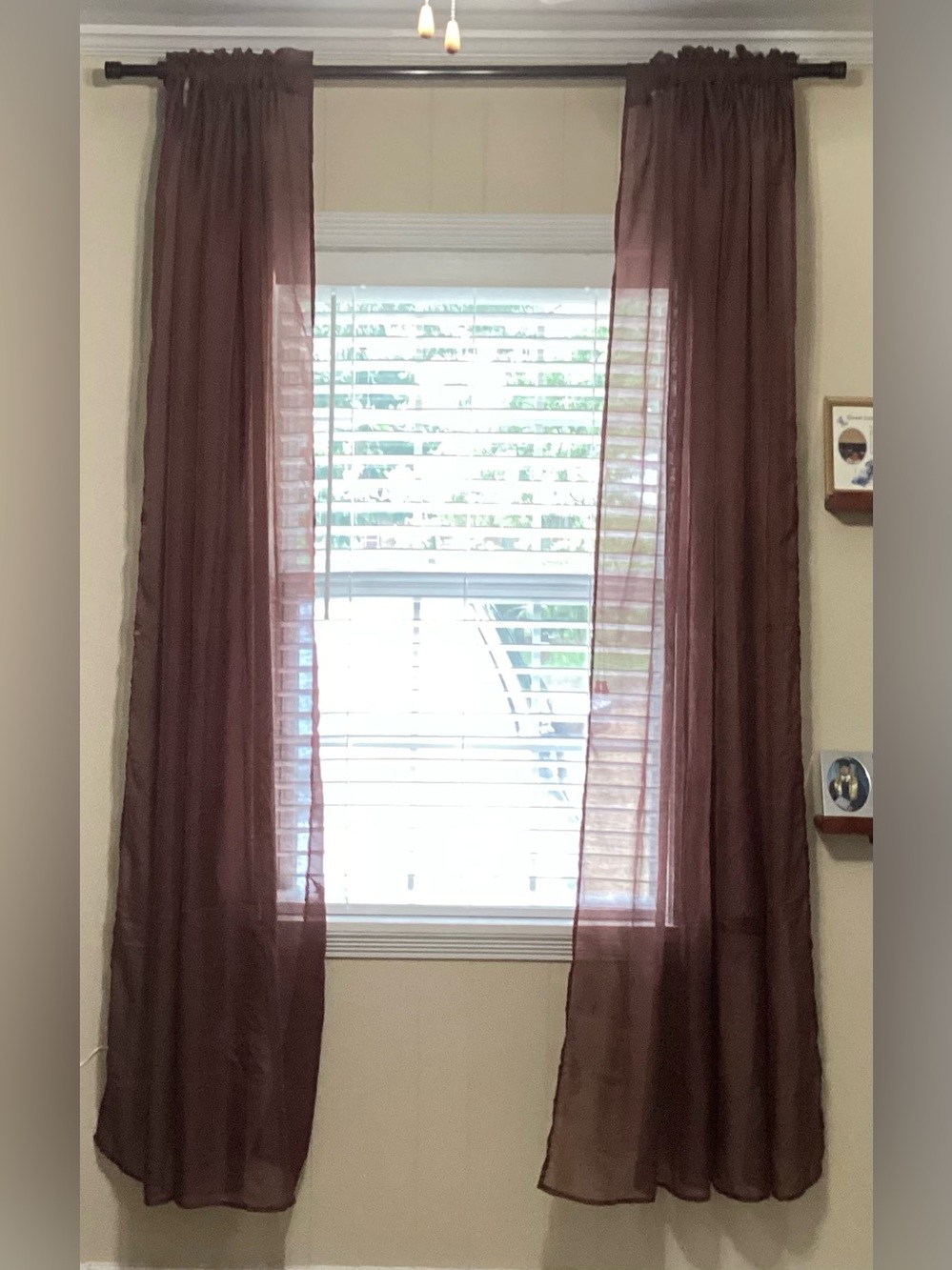 Chocolate Brown Sheer Curtain 2 Panels Rod Pocket.